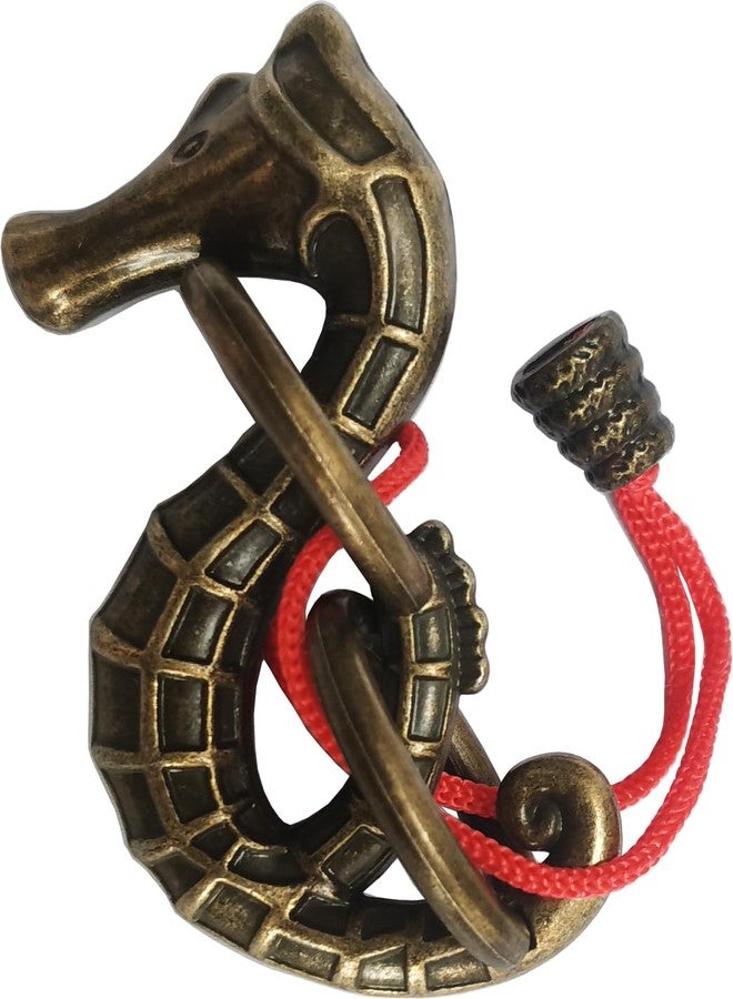 GINFH Cast Metal Brain Teaser Puzzle Metal Puzzle Brainteaser Exploration and Thinking Toy Intellectual Teaching (Seahorse & Rope) - Image 4